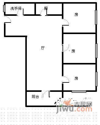 国龙大厦3室2厅2卫128㎡户型图