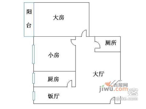 荔雅苑2室2厅1卫78㎡户型图