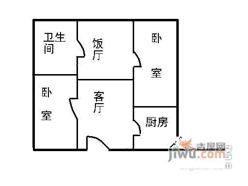 荔雅苑2室2厅1卫78㎡户型图