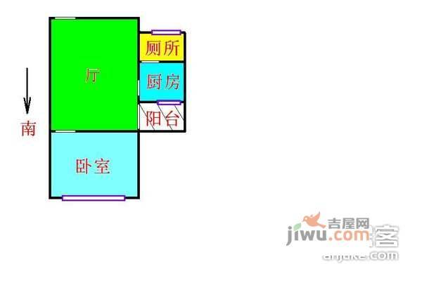 惠城花园1室1厅1卫81㎡户型图