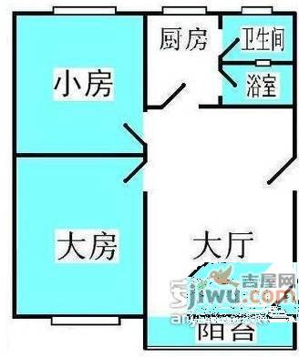 滨江西路小区2室2厅1卫55㎡户型图