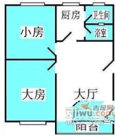 滨江西路小区2室2厅1卫55㎡户型图