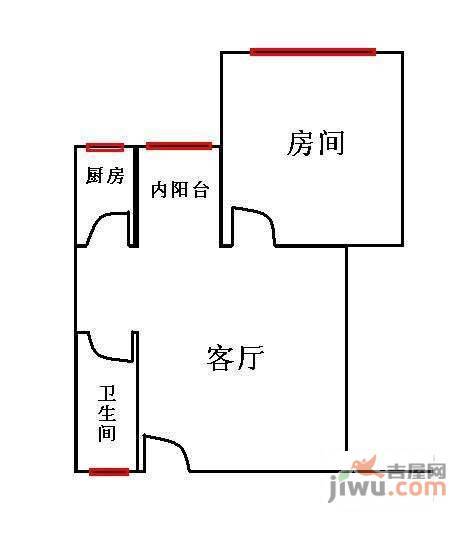 海天花苑1室1厅1卫户型图