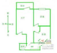东园小区2室1厅1卫户型图