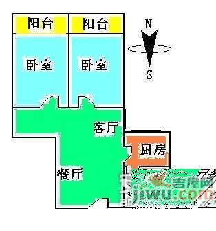 怡桂苑2室1厅1卫户型图