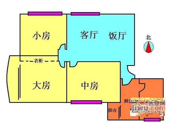 南源花园3室2厅1卫91㎡户型图