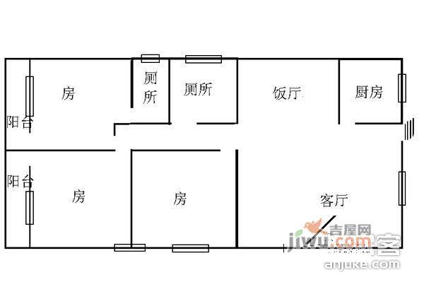 银苑大厦3室1厅1卫户型图