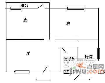 竹丝岗二马路小区2室1厅1卫65㎡户型图