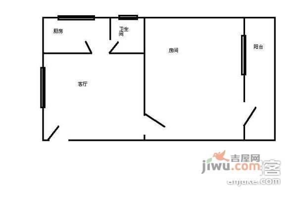 竹丝岗二马路小区1室1厅1卫户型图