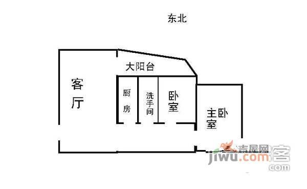 江畔华庭2室2厅1卫91㎡户型图