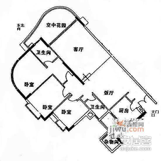 滨江明珠3室2厅2卫193㎡户型图