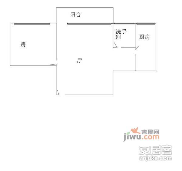 广信白兰花园1室1厅1卫49㎡户型图