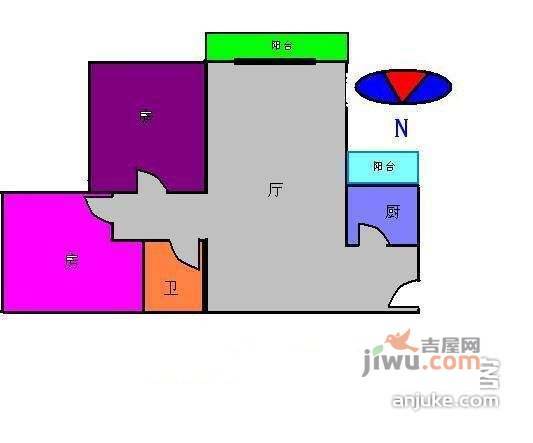 白云高尔夫花园2室1厅1卫96㎡户型图