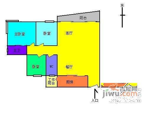 白云高尔夫花园3室2厅2卫户型图