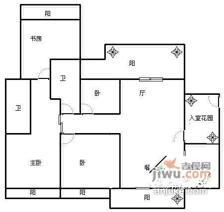 白云高尔夫花园4室2厅2卫户型图