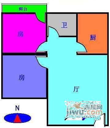 白云高尔夫花园2室1厅1卫96㎡户型图