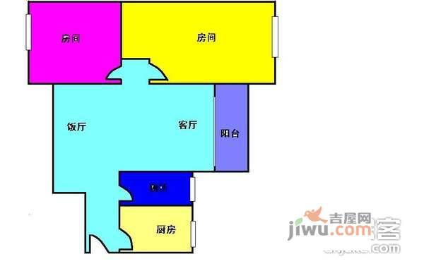 白云高尔夫花园2室1厅1卫96㎡户型图