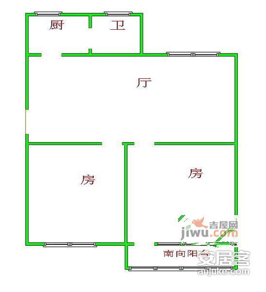 珠影小区2室1厅1卫77㎡户型图