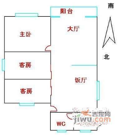 嘉柏居3室1厅1卫90㎡户型图