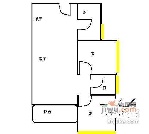 动感华庭2室2厅1卫户型图