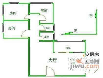 瑜翠园3室2厅1卫109㎡户型图