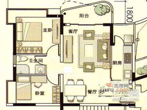 光大花园三期2室1厅1卫81㎡户型图