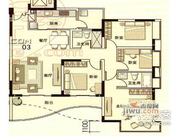 光大花园三期4室2厅2卫150㎡户型图