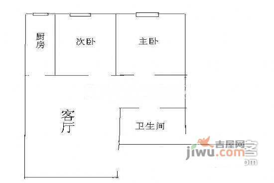 鸿基花园2室1厅1卫56㎡户型图