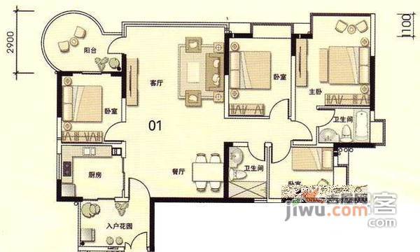 光大花园二期4室2厅2卫140㎡户型图