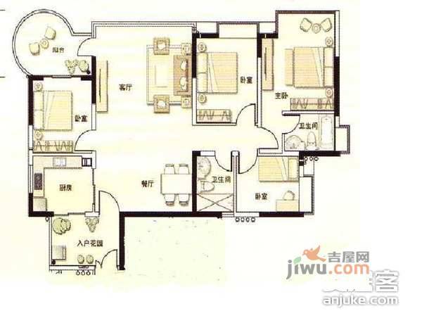 光大花园二期4室2厅2卫140㎡户型图