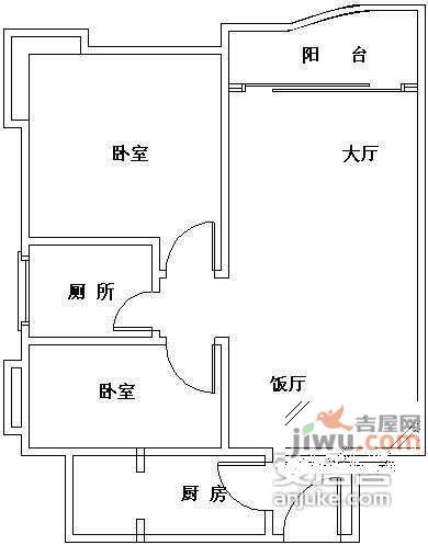 光大花园二期2室2厅1卫71㎡户型图