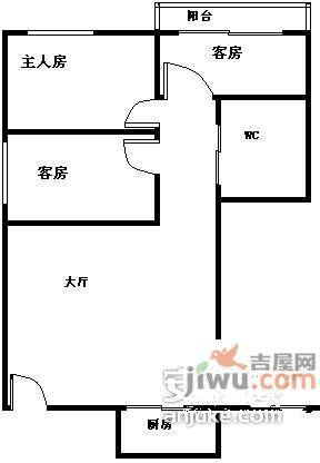 天元大厦3室2厅1卫户型图