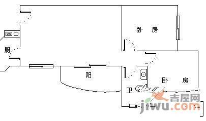 天元大厦2室1厅1卫户型图