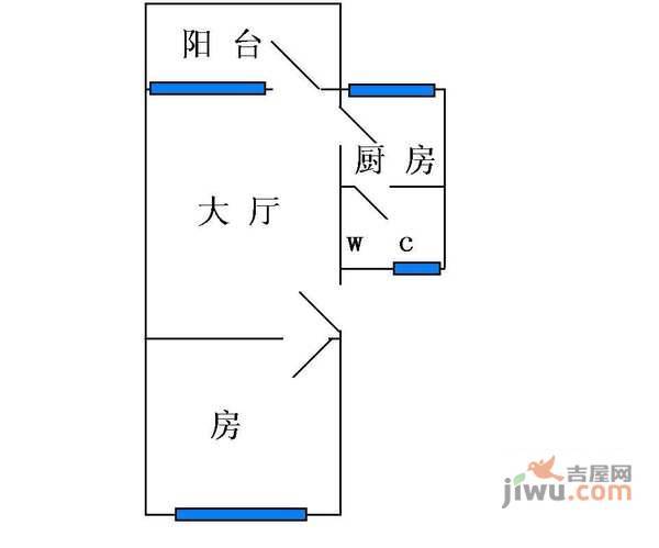 广园云苑新村1室1厅1卫51㎡户型图