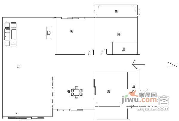 广园云苑新村2室1厅1卫73㎡户型图