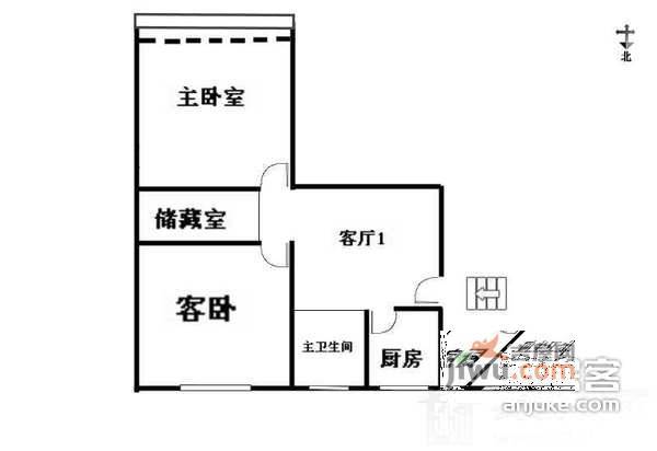 广园云苑新村2室2厅1卫77㎡户型图