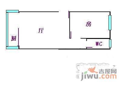 广园云苑新村1室1厅1卫51㎡户型图