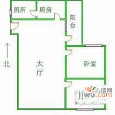 广园云苑新村2室2厅1卫77㎡户型图