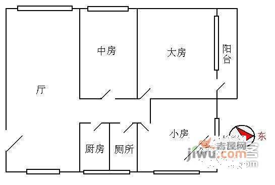 富力新居3室2厅1卫110㎡户型图