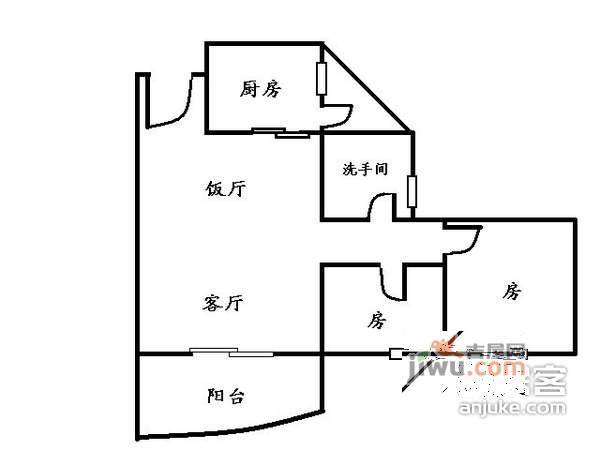 东山锦轩2室2厅1卫户型图