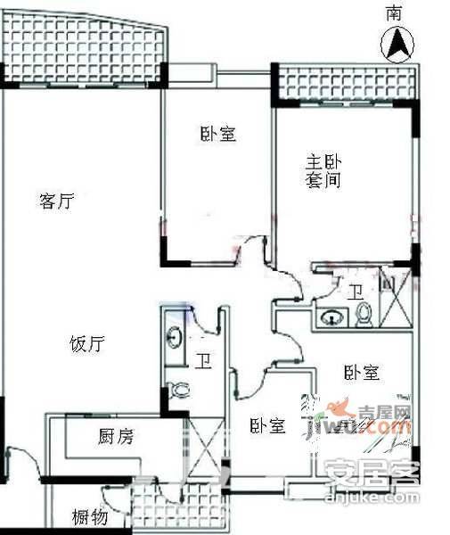 云山锦绣家园4室2厅2卫152㎡户型图