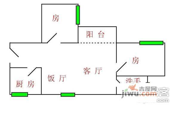 云山锦绣家园2室2厅1卫75㎡户型图