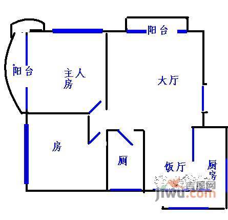 云东花园2室2厅1卫85㎡户型图