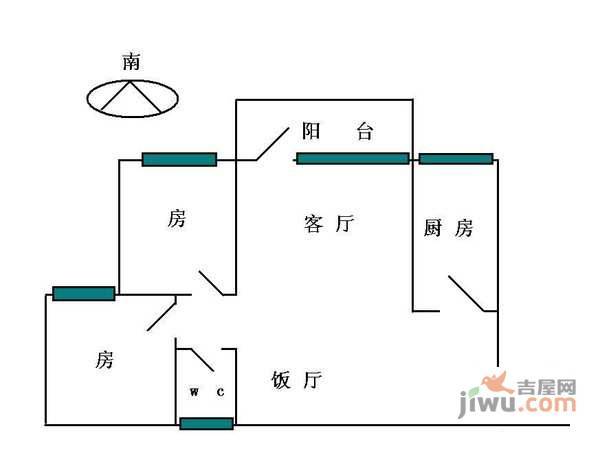 云东花园2室2厅1卫85㎡户型图