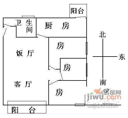 富力城3室2厅1卫106㎡户型图