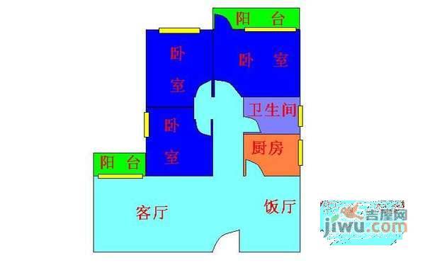 富力城3室2厅1卫106㎡户型图