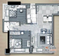 领汇国际公寓2室2厅1卫67㎡户型图
