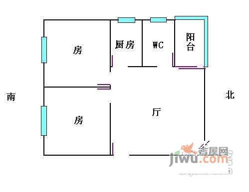 景泰新村2室1厅1卫73㎡户型图