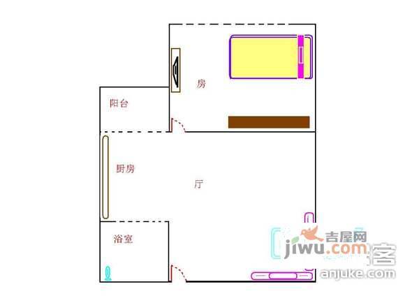 隆德大厦1室1厅1卫46㎡户型图