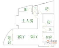 嘉诚国际公寓3室2厅2卫160㎡户型图